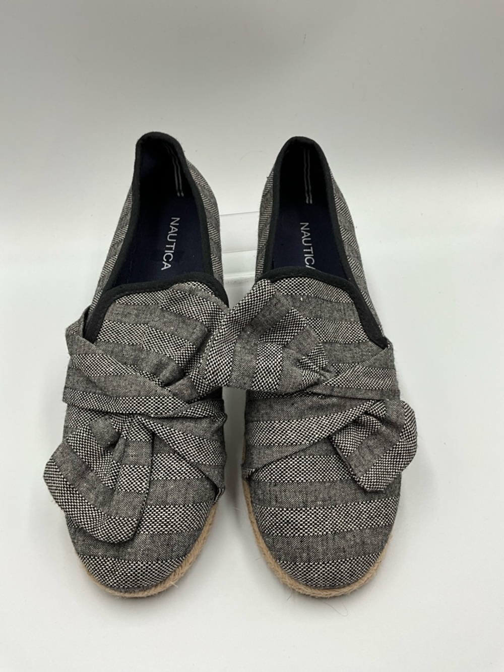 Nautica Flats Size 10 Women's Black & Gray Knotted Espadrille Flats